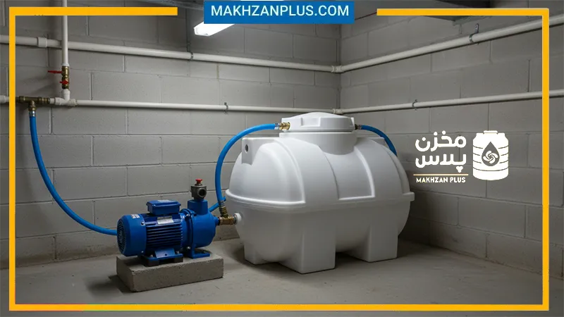 مخزن ۱۰۰ لیتری سه لایه افقی 3 منبع آب 100 لیتری افقی مخزن پلاس