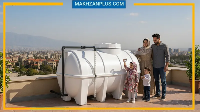 مخزن ۱۵۰۰ لیتری سه لایه افقی 4 تانکر آب 1500 لیتری افقی