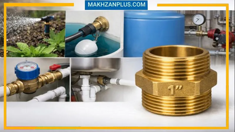 فیتینگ برنجی ۱ اینچ با نصب 1 فیتینگ برنجی ۱ اینچ با نصب