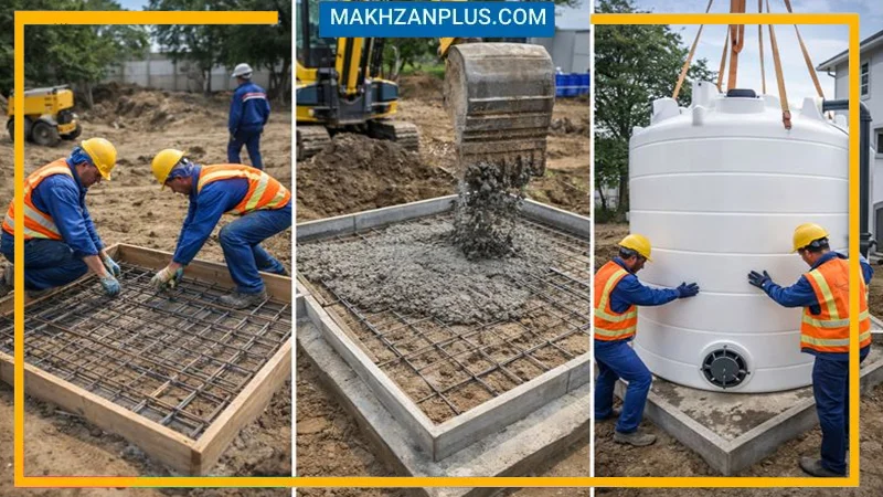بهترین روشهای نصب و زیرسازی اصولی مخزن آب پلیاتیلن 3 فوندانسیون زیرساز مخزن آب