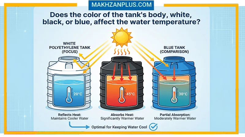 آیا رنگ بدنه سفید، سیاه، آبی مخزن بر دمای آب اثر دارد؟ | آزمایش واقعی 1 رنگ بدنه کخازن پلی اتیلن