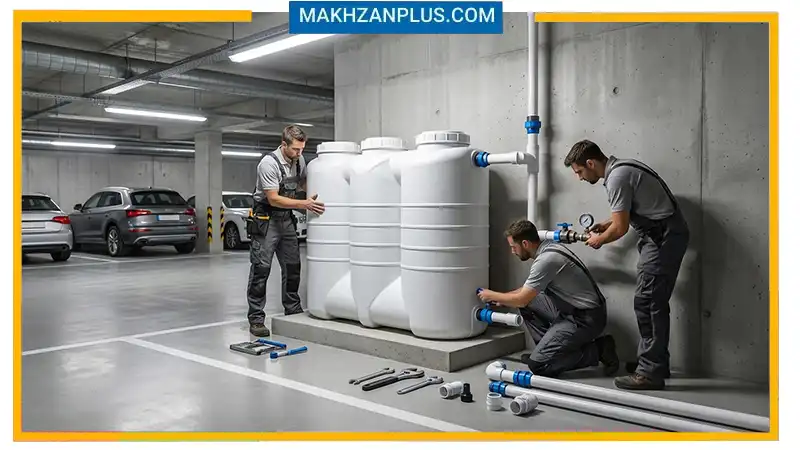 راهنمای خرید مخزن آب کتابی پلیاتیلن | ابعاد، ظرفیت و قیمت 2 نصب مخزن آب کتابی