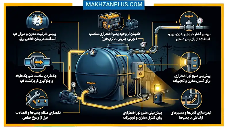 راهنما استفاده از مخزن آب در قطعی برق